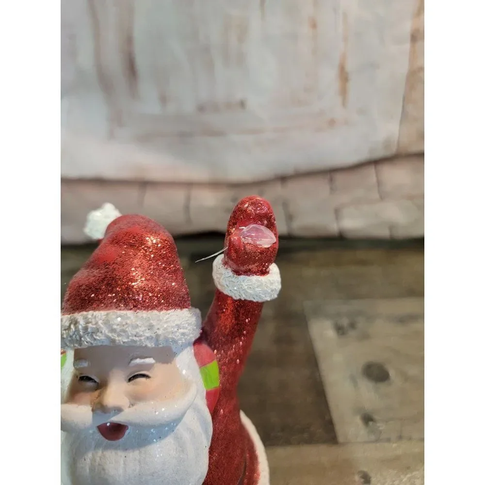 Happy santa AS IS Jolly glitter xmas snow‎ figure decor